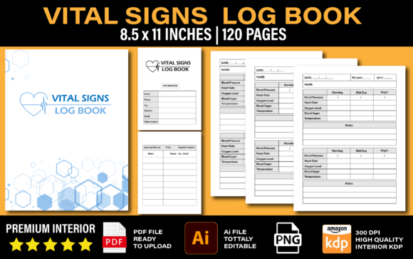 Download Vital Signs Log Book KDP Interior - Kdp Collection