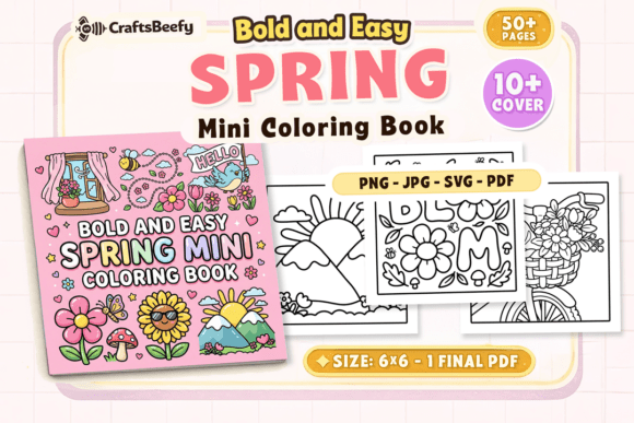 Download Bold and Easy Spring Mini Coloring Book - Coloring Collection