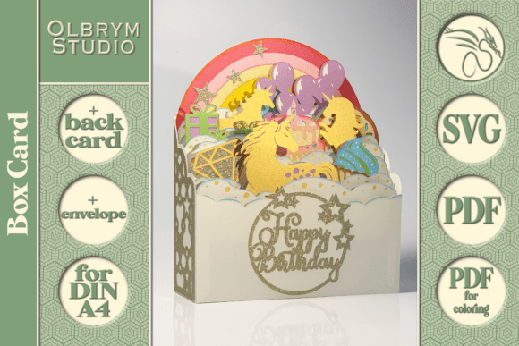 Download Magical Unicorns Happy Birthday Card SVG - Card Collection