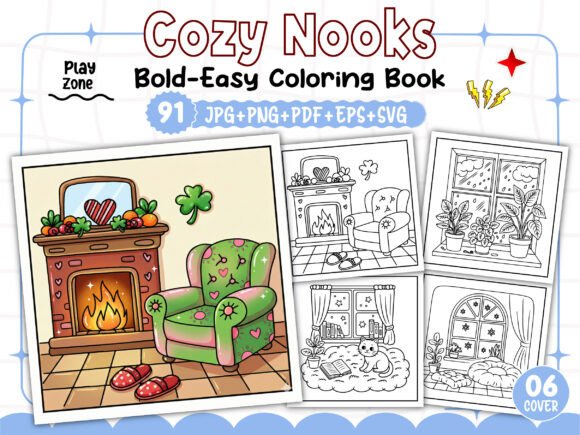 Download Bold and Easy Cozy Nooks Coloring Book - Coloring Collection