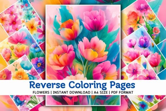Download Floral Reverse Coloring Pages V01 - Coloring Collection