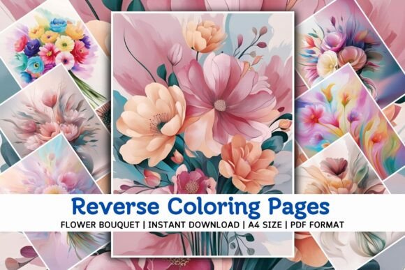 Download Flower Bouquet Reverse Coloring Pages V3 - Coloring Collection