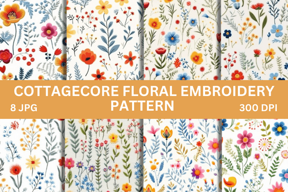 Download Cottagecore Floral Embroidery Pattern - Embroidery pattern Collection