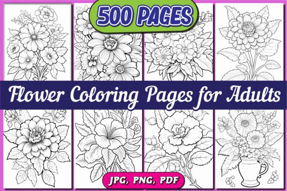 Download 500+ Flowers Adult Coloring Book for-KDP - Coloring Collection