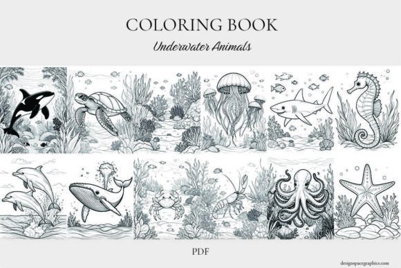 Download Underwater Wildlife Adult Coloring Book - Coloring Collection