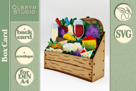 Download Wine and Cheese Pop Up 3D Box Card SVG - Card Collection