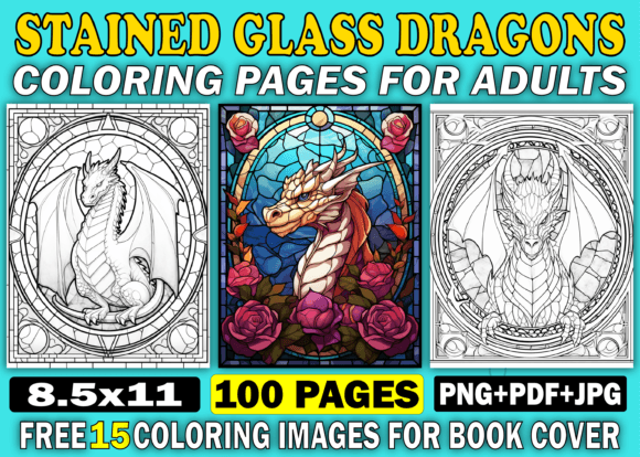 Download Stained Glass Dragon Adult Coloring Book - Coloring Collection
