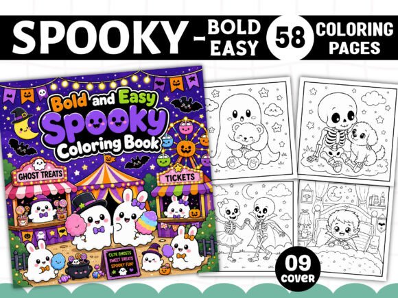 Download Bold and Easy Spooky Coloring Book Pages - Coloring Collection