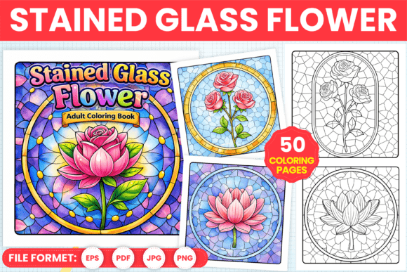 Download Stained Glass Flower Adult Coloring Page - Coloring Collection