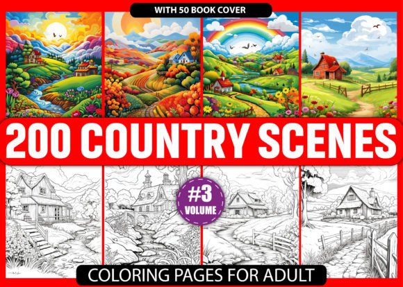 Download 200 Country Scenes Coloring Pages - KDP - Coloring Collection