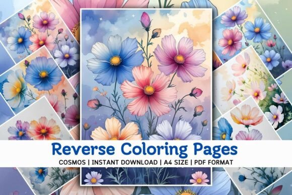 Download Cosmos Flower Reverse Coloring Pages - Coloring Collection