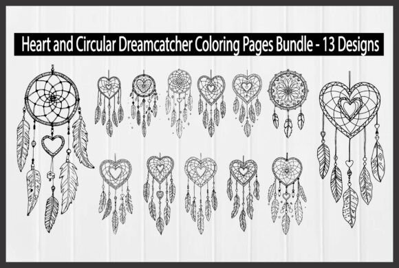 Download Heart and Circular Dreamcatcher Coloring - Coloring Collection