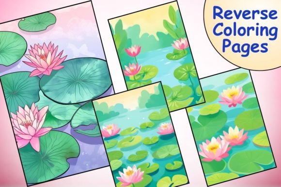 Download Lily Pads Reverse Coloring Pages - Coloring Collection